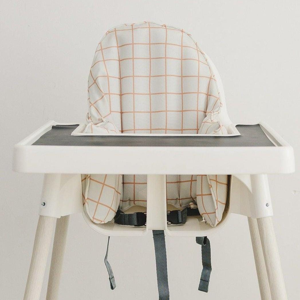 Camel Windowpane Cushion Cover for IKEA Antilop Highchair — Little Joy Co.