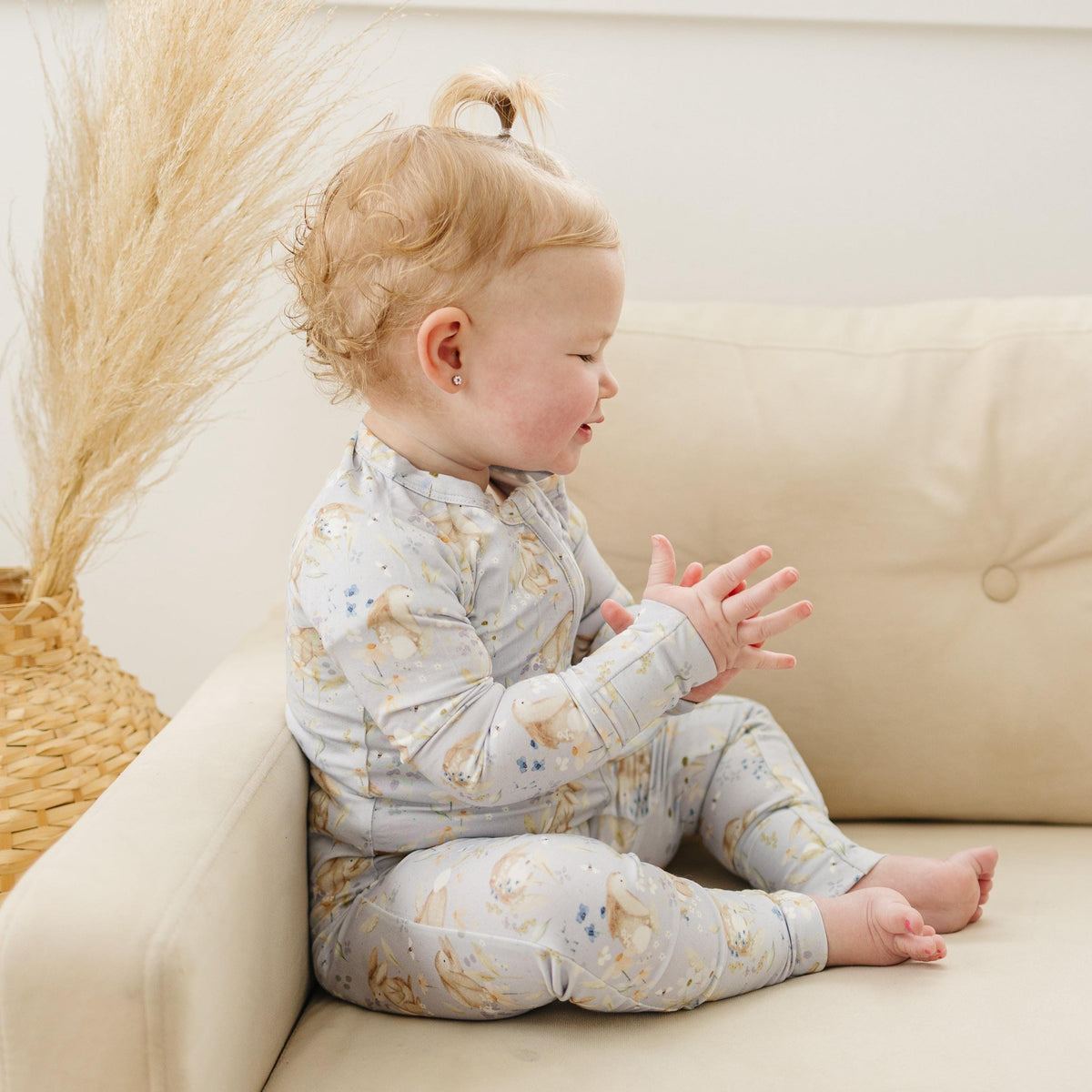 Bunny Blossoms Bamboo Zippy Romper — Little Joy Co.