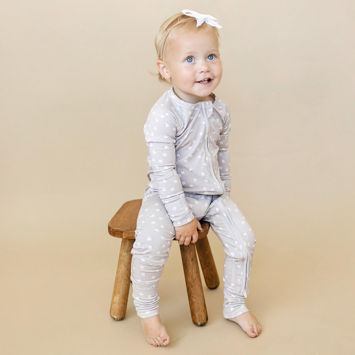 Oopsie Daisy Bamboo Zippy Romper - Bamboo Baby Pajamas - Purple Floral Flower Print Girl Newborn Baby — Little Joy Co.