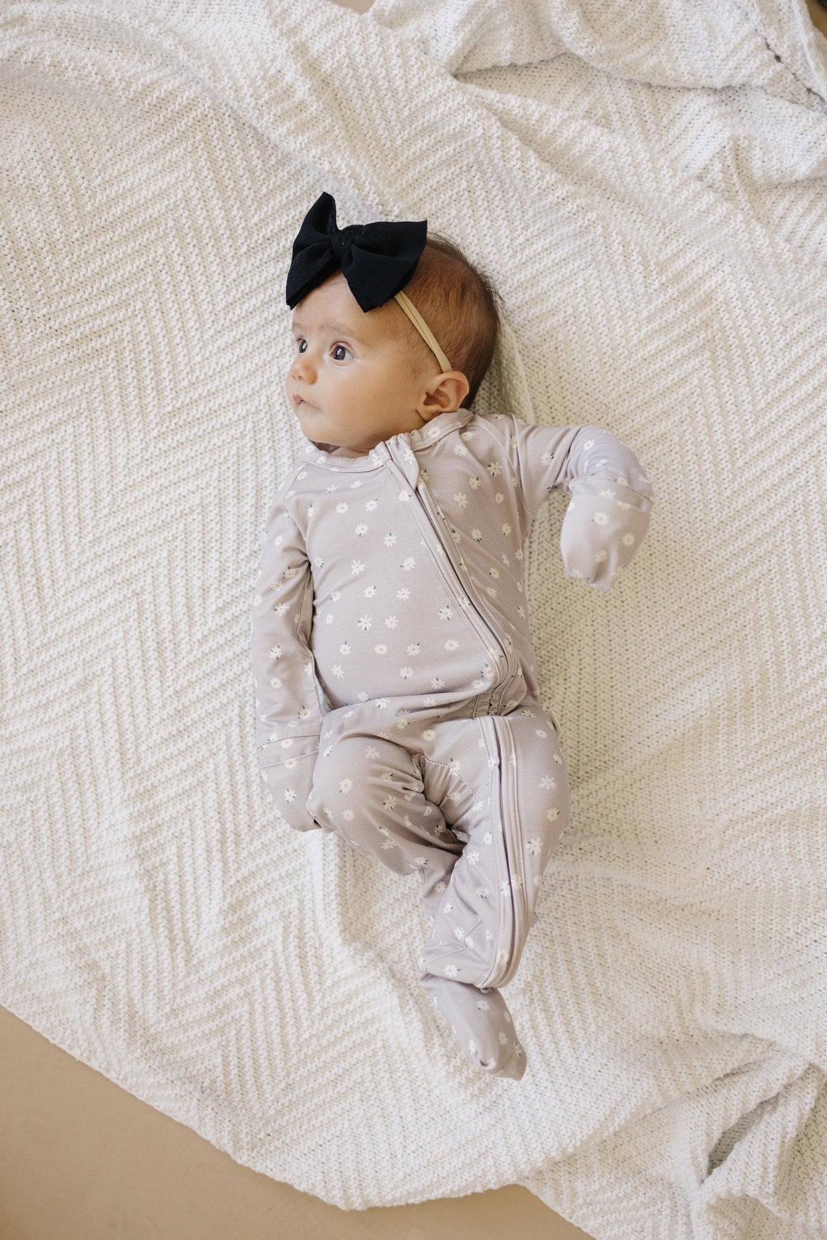 Oopsie Daisy Bamboo Zippy Romper - Bamboo Baby Pajamas - Purple Floral Flower Print Girl Newborn Baby — Little Joy Co.