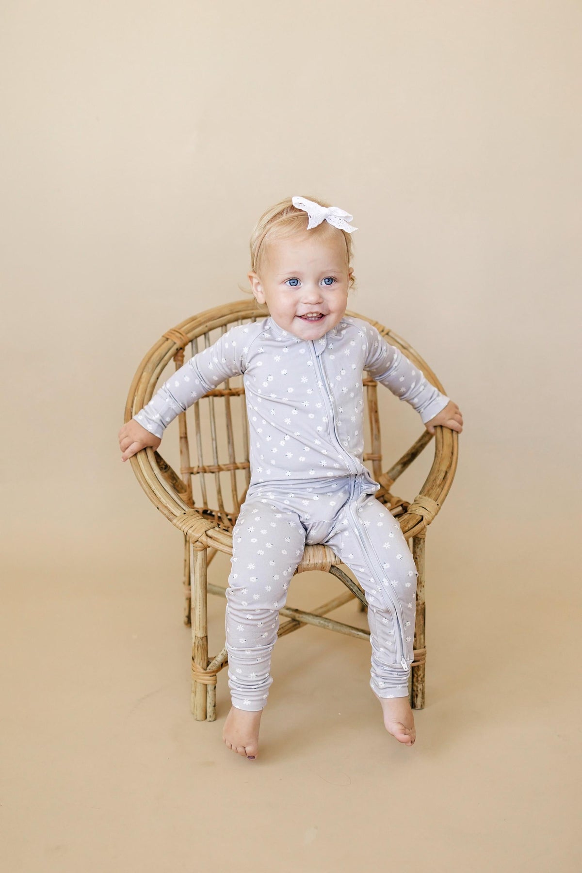 Oopsie Daisy Bamboo Zippy Romper - Bamboo Baby Pajamas - Purple Floral Flower Print Girl Newborn Baby — Little Joy Co.