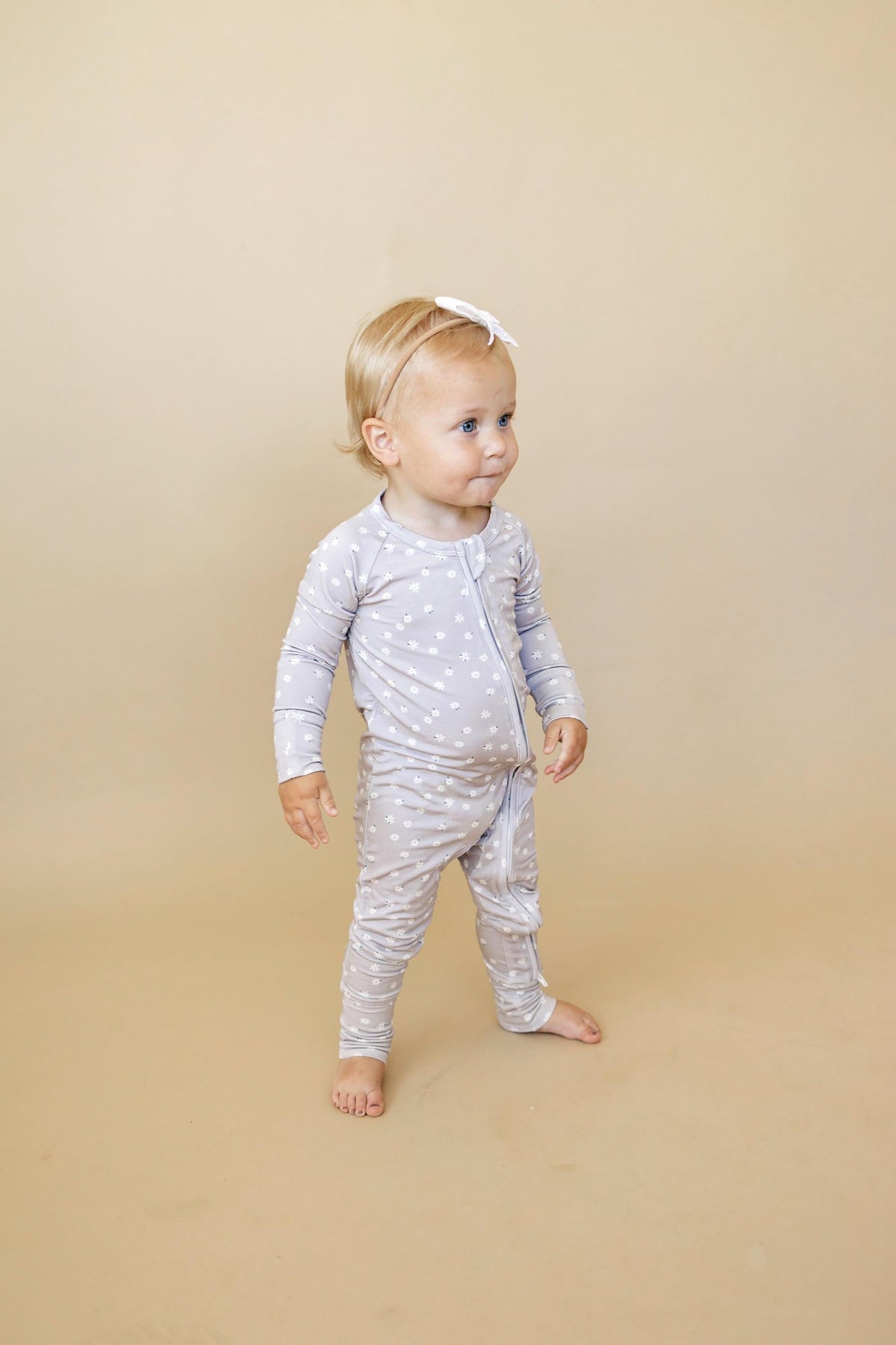 Oopsie Daisy Bamboo Zippy Romper - Bamboo Baby Pajamas - Purple Floral Flower Print Girl Newborn Baby — Little Joy Co.