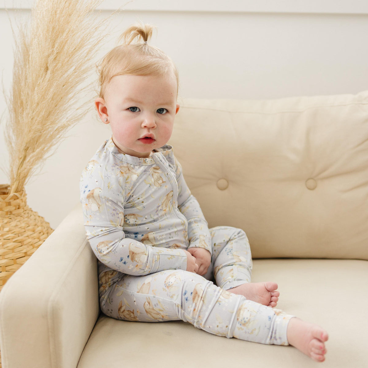 Bunny Blossoms Bamboo Zippy Romper — Little Joy Co.