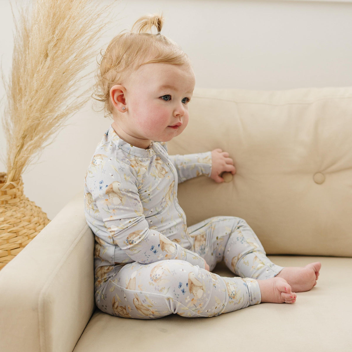 Bunny Blossoms Bamboo Zippy Romper — Little Joy Co.
