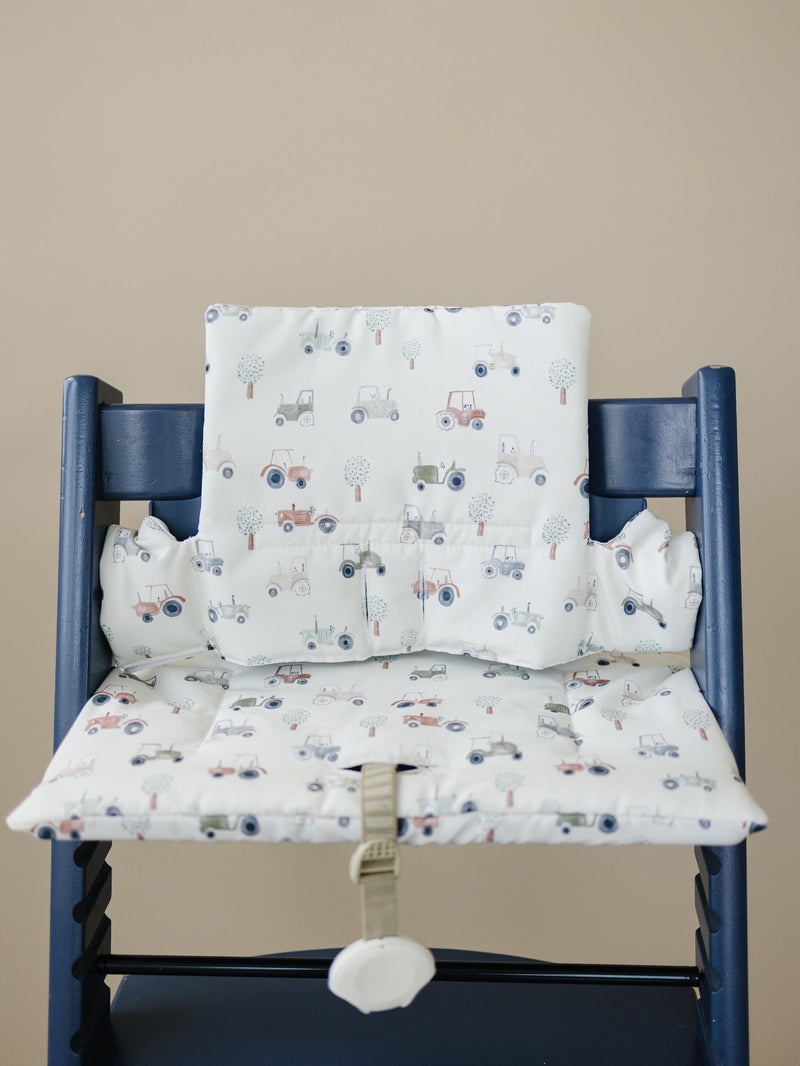 Tiny Tractors Cushion for the Stokke Tripp Trapp Highchair - Wipeable Cover - Baby Highchair Accessories — Little Joy Co.