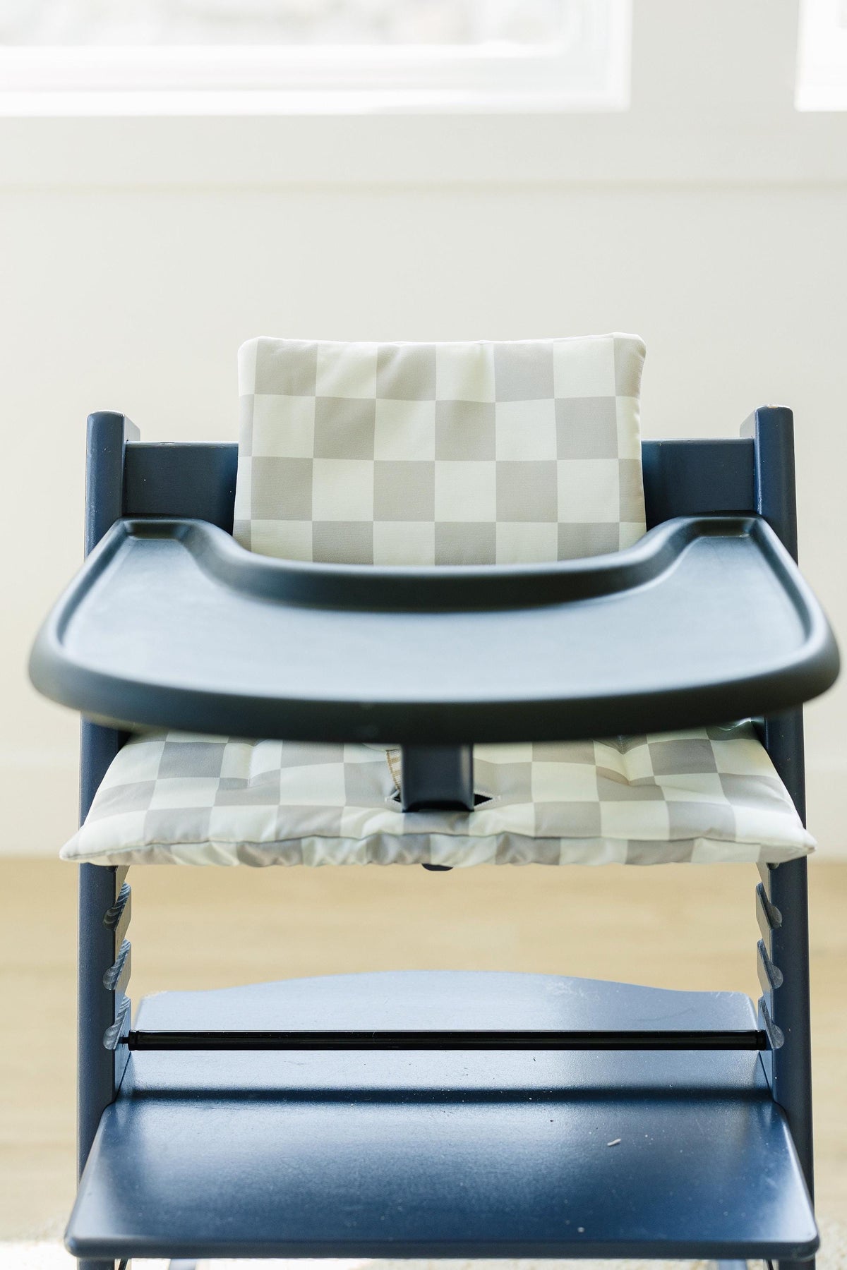 Wipeable Highchair Cushion for Stokke Tripp Trapp: Neutral Checkered Cover — Little Joy Co.
