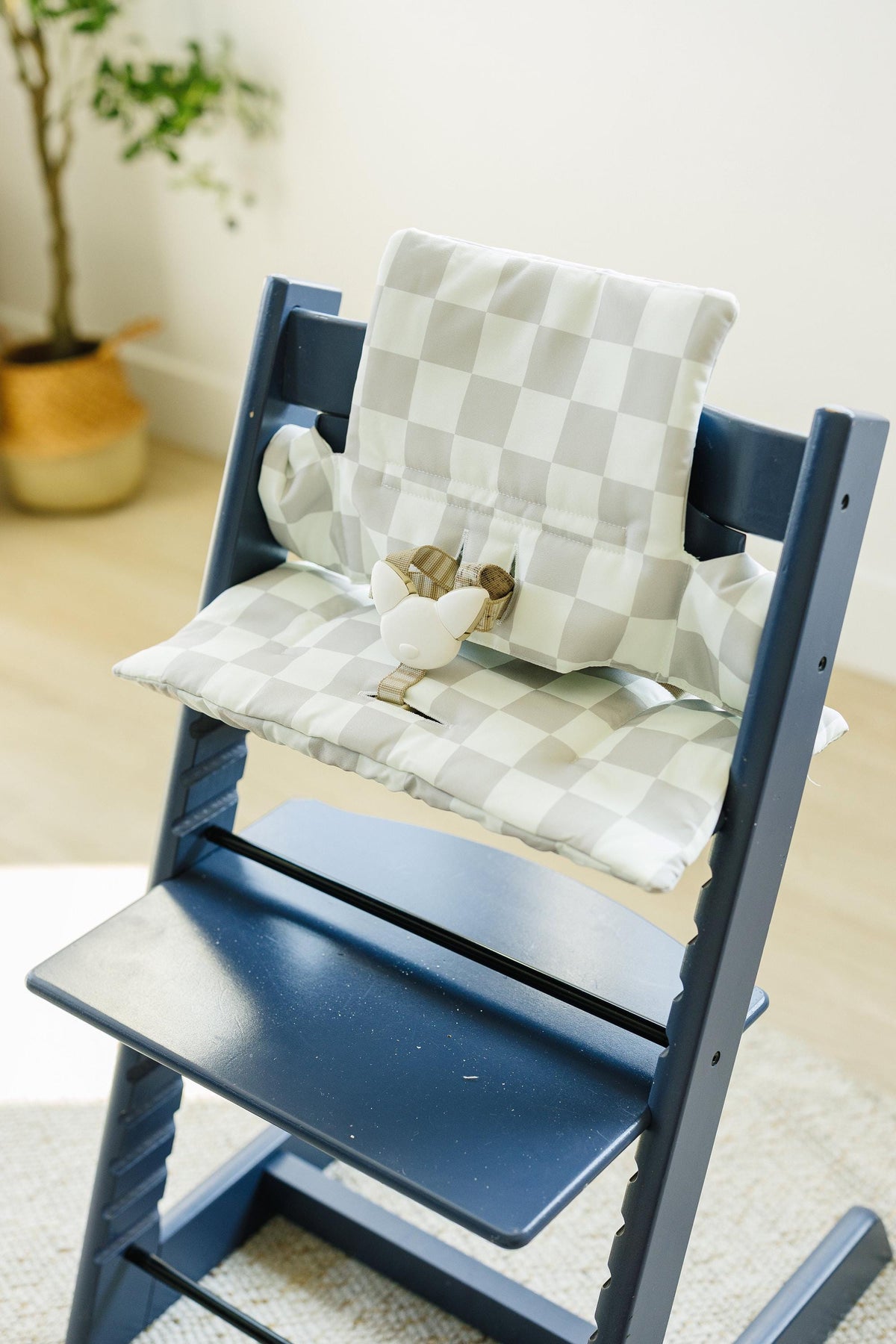 Wipeable Highchair Cushion for Stokke Tripp Trapp: Neutral Checkered Cover — Little Joy Co.