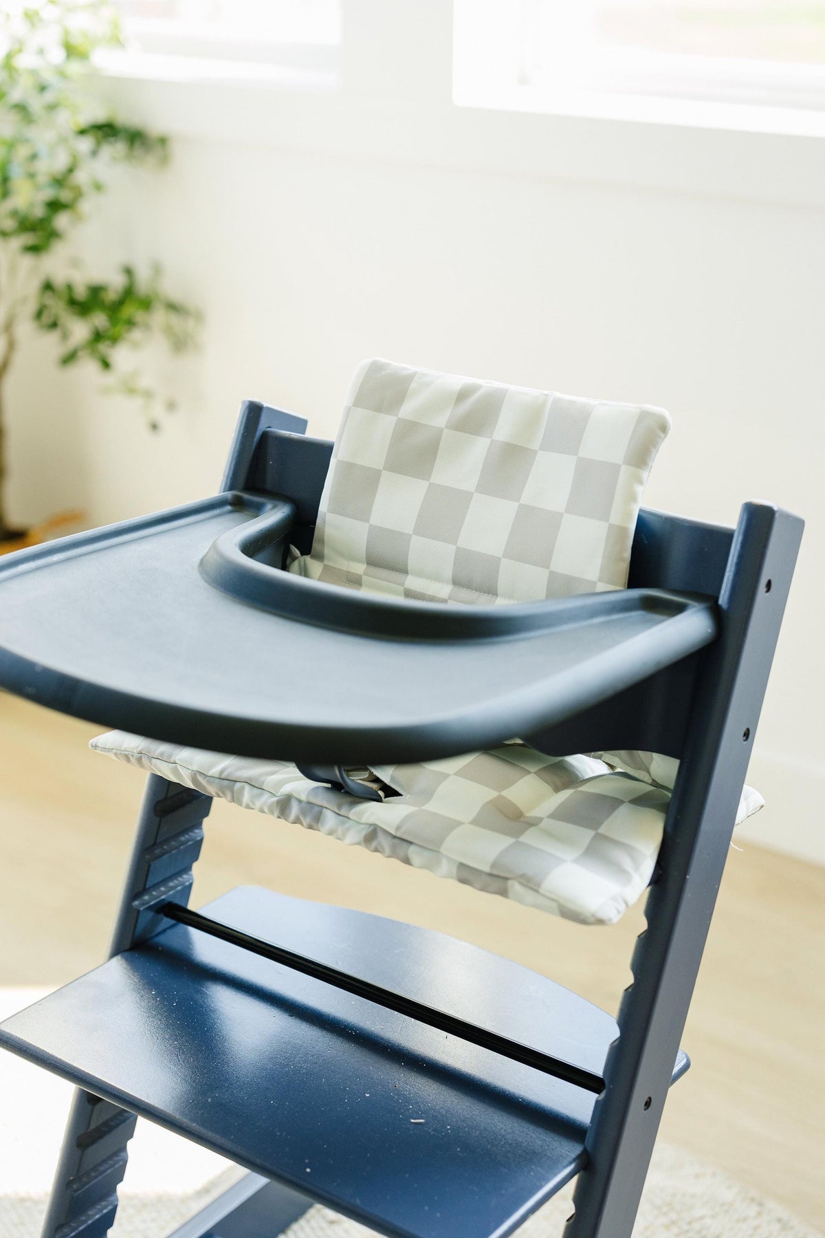 Wipeable Highchair Cushion for Stokke Tripp Trapp: Neutral Checkered Cover — Little Joy Co.