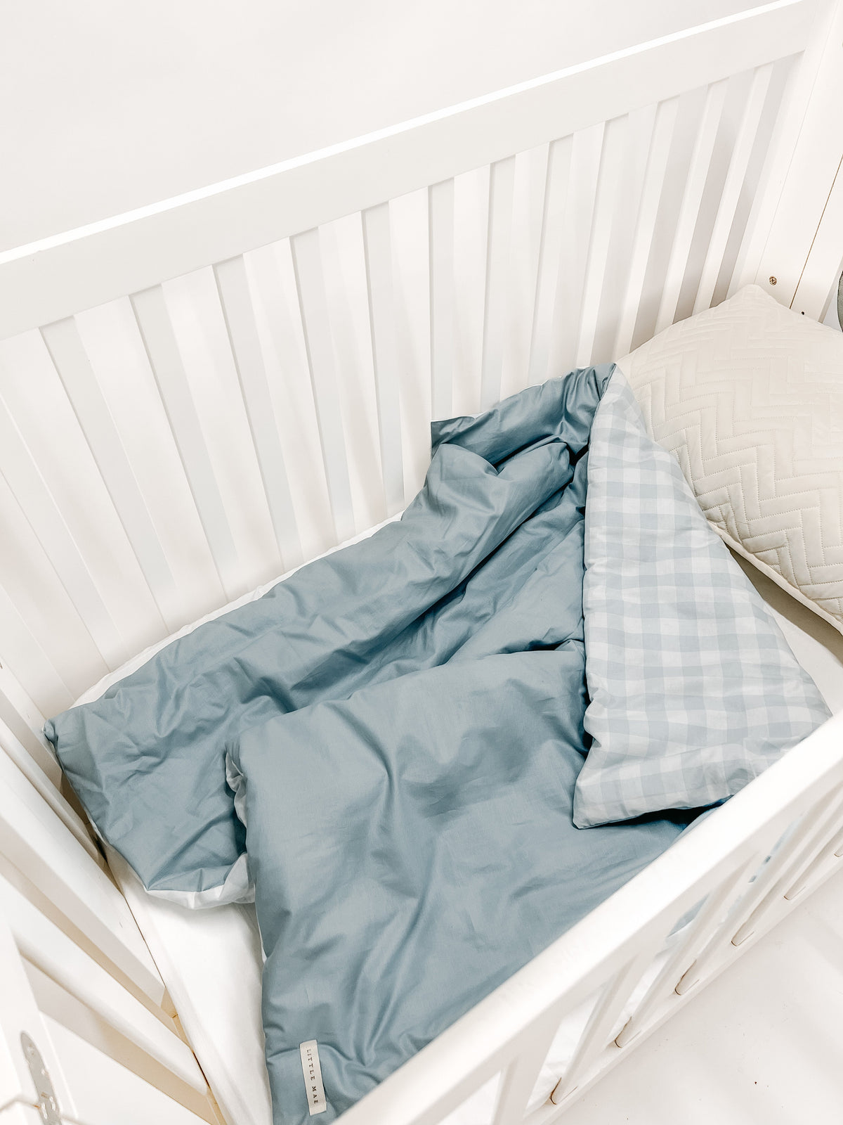 Marine Checkered Quilted Blanket — Little Mae & Co