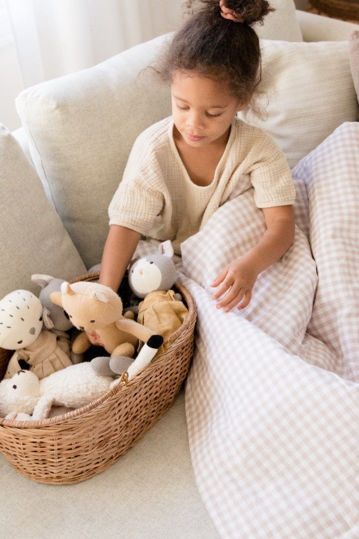 Beige Gingham Crib Quilted Blanket — Little Mae & Co
