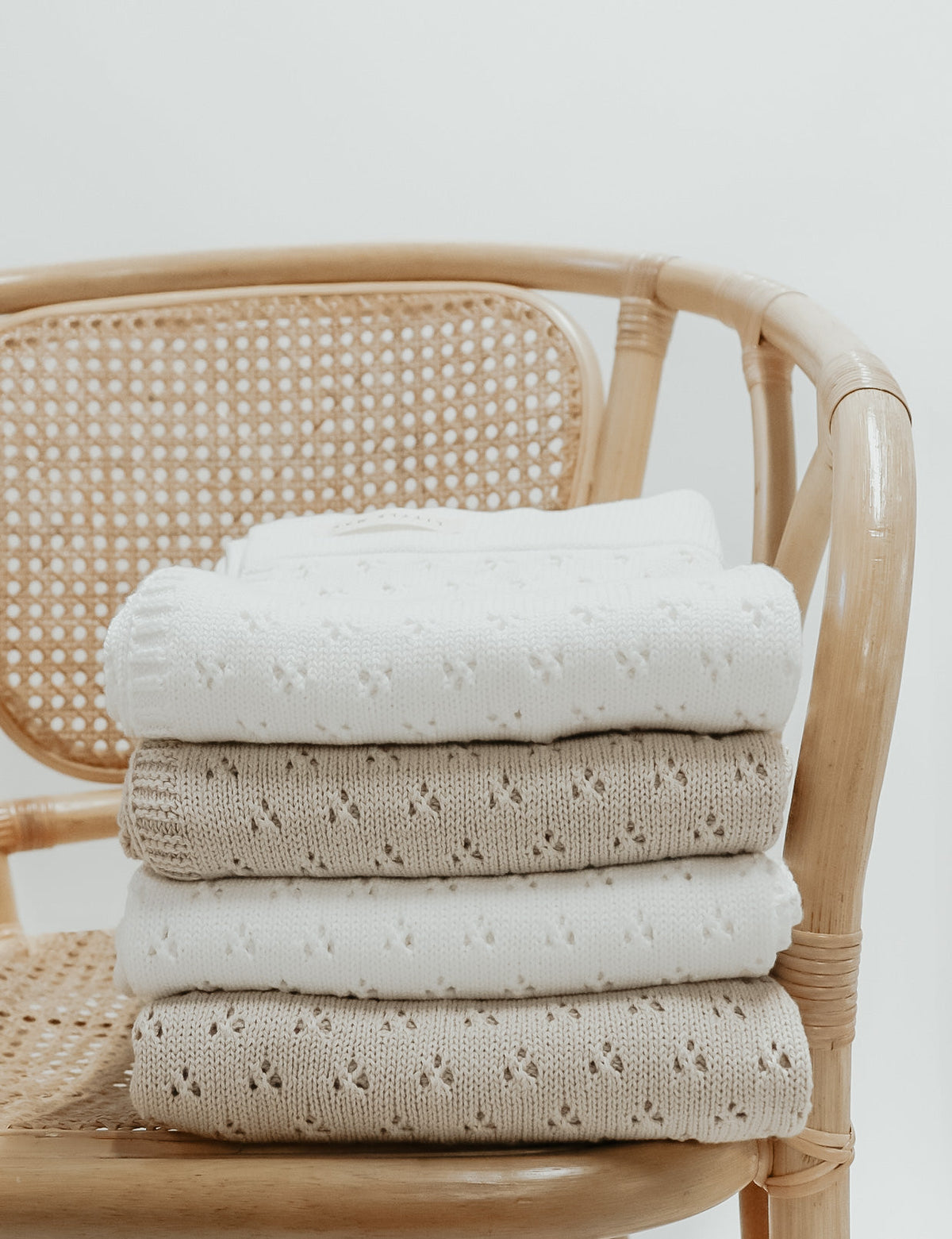 Vanilla White Pointelle Knit Blanket — Little Mae & Co