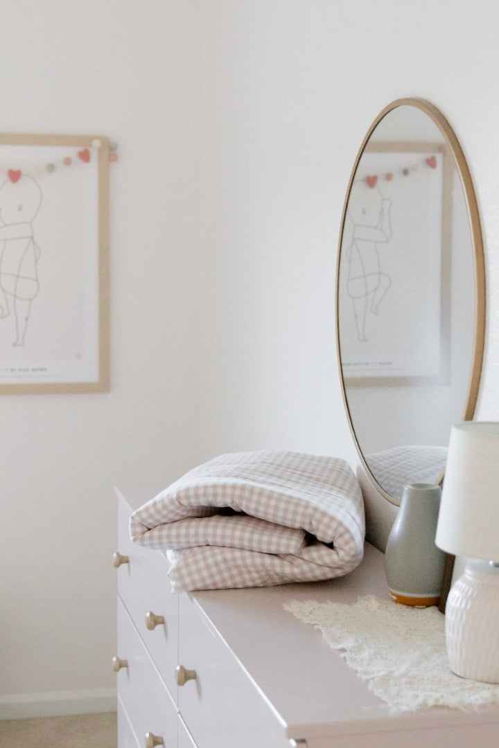 Beige Gingham Crib Quilted Blanket — Little Mae & Co