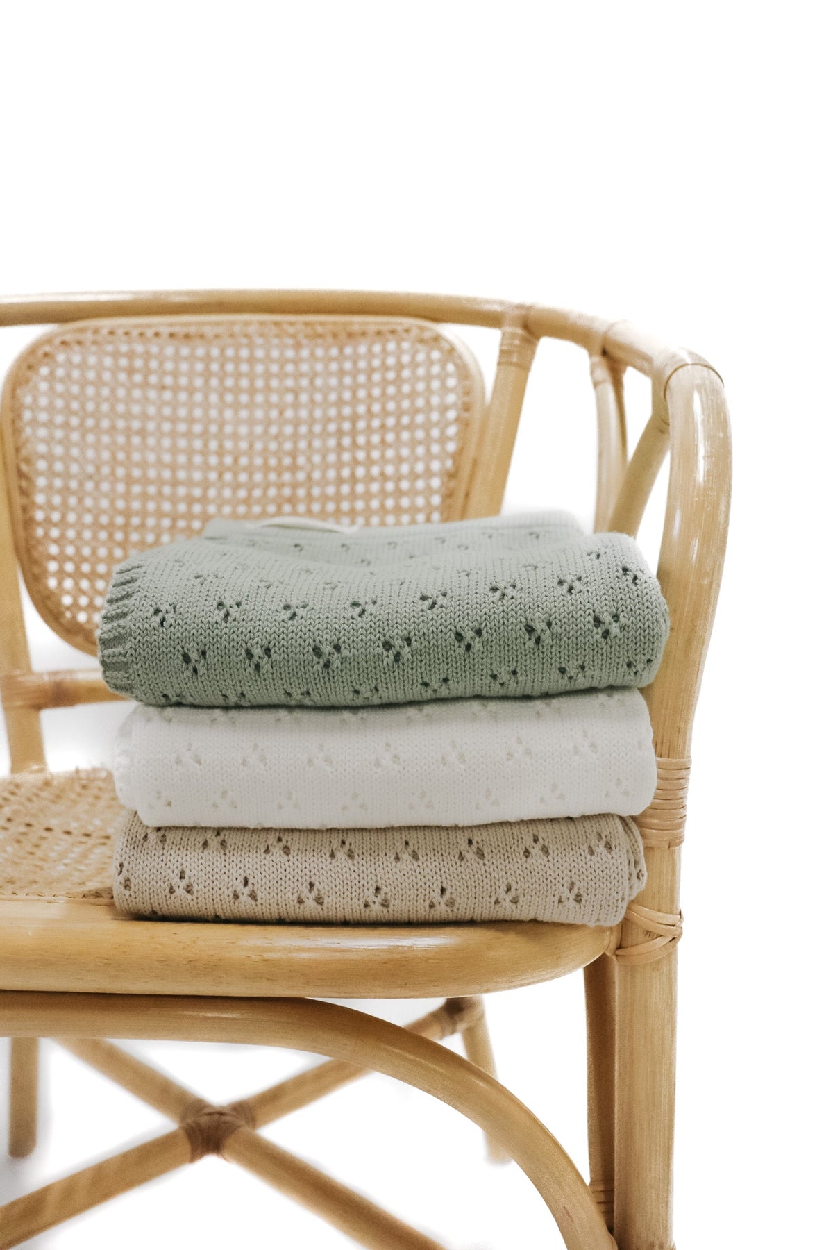 Mint Pointelle Knit Blanket — Little Mae & Co
