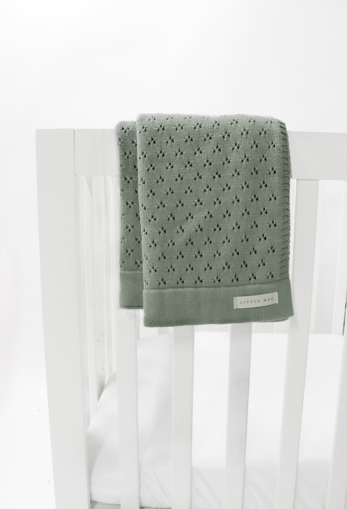 Mint Pointelle Knit Blanket — Little Mae & Co