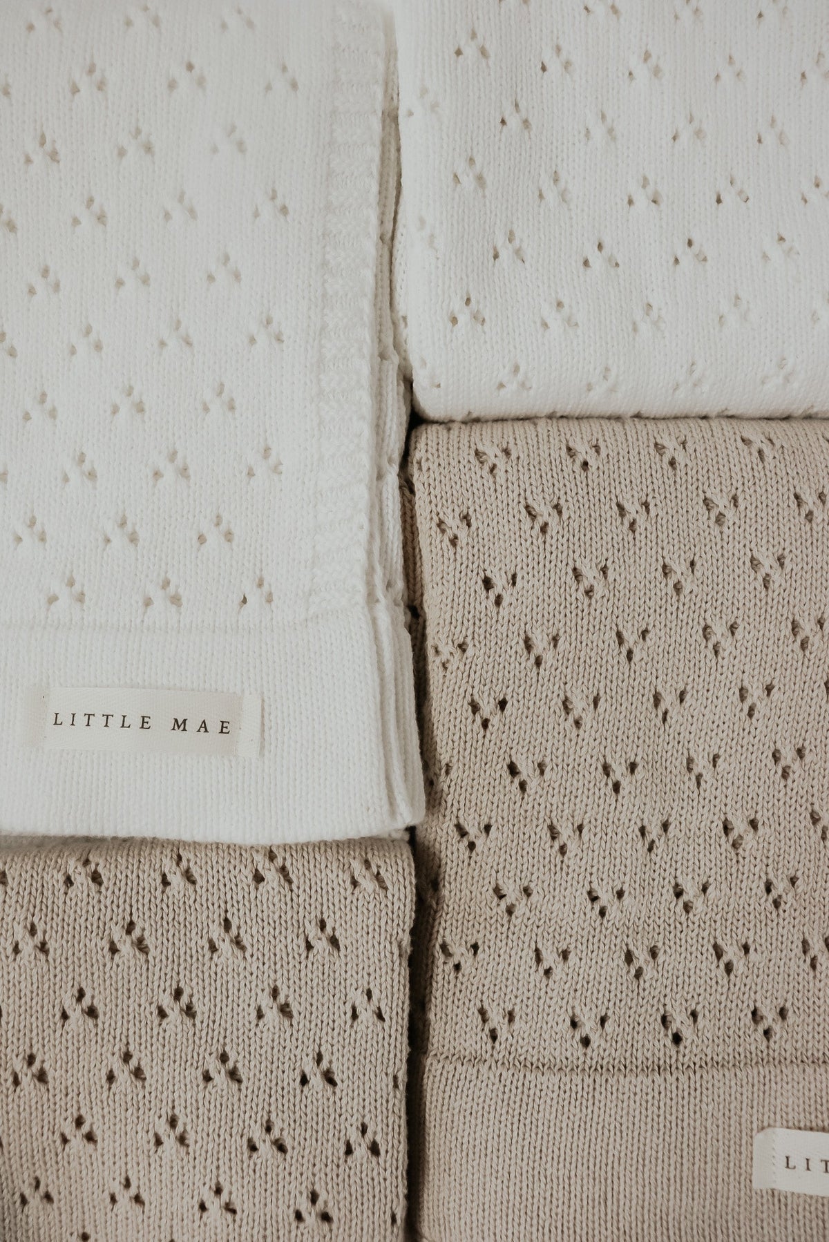 Vanilla White Pointelle Knit Blanket — Little Mae & Co