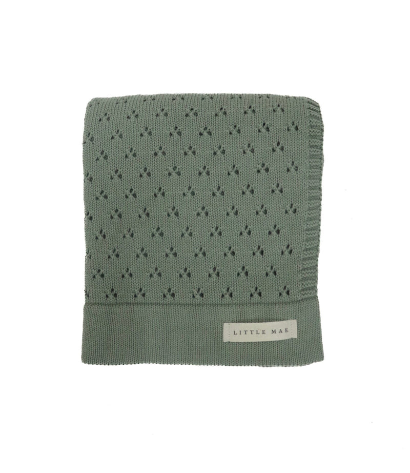 Mint Pointelle Knit Blanket — Little Mae & Co