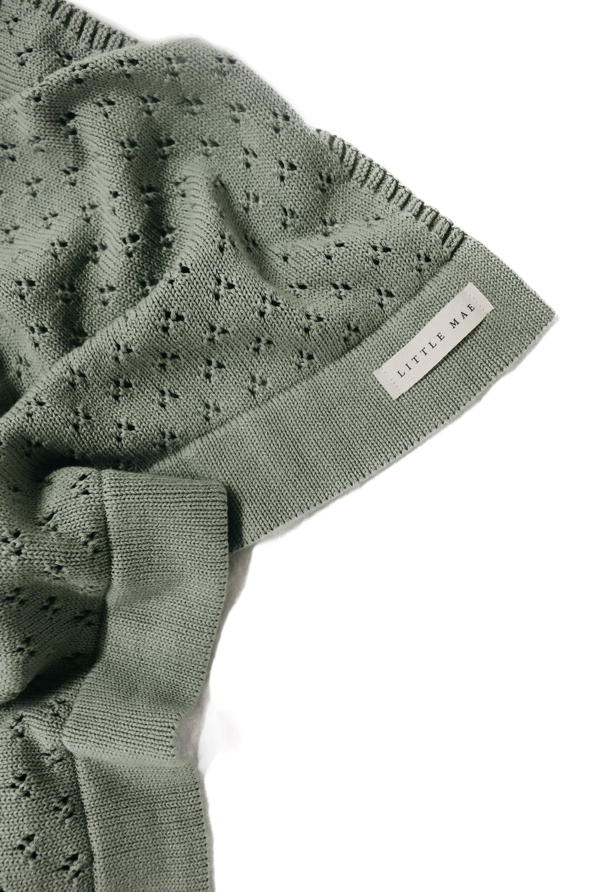 Mint Pointelle Knit Blanket — Little Mae & Co