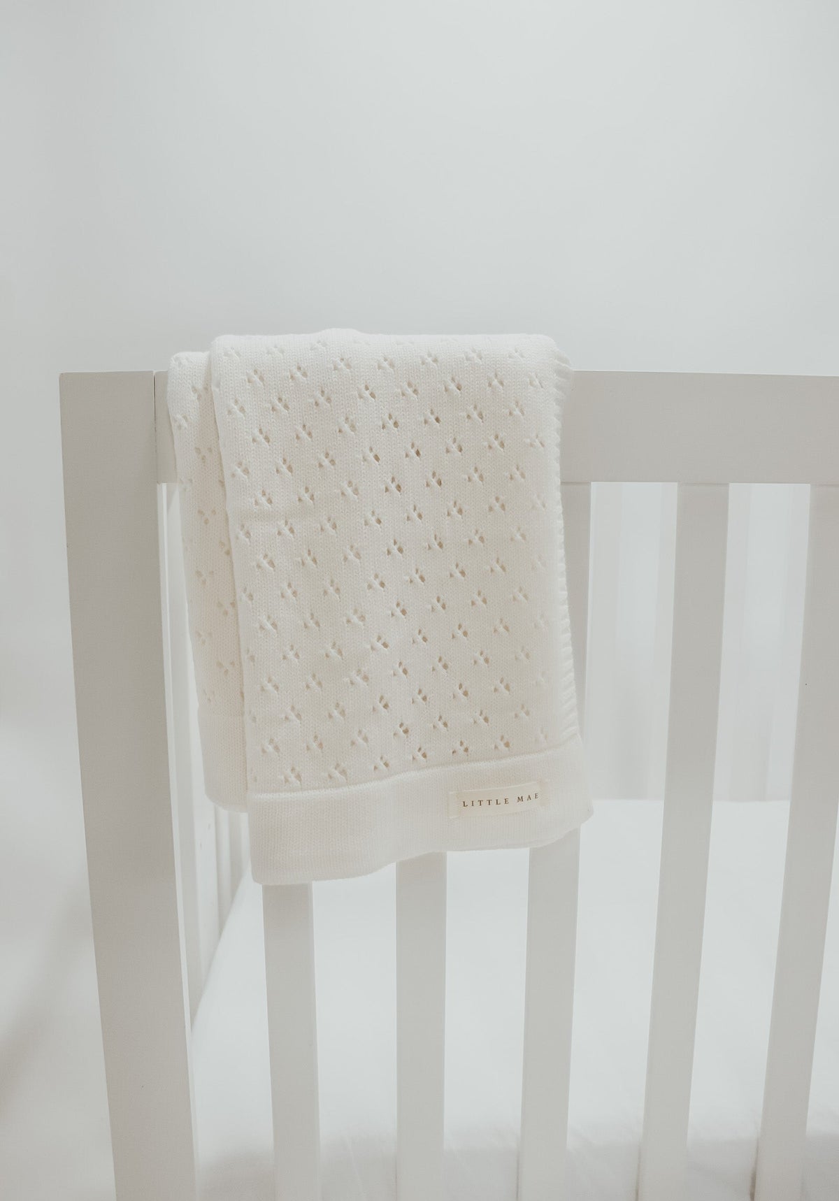 Vanilla White Pointelle Knit Blanket — Little Mae & Co