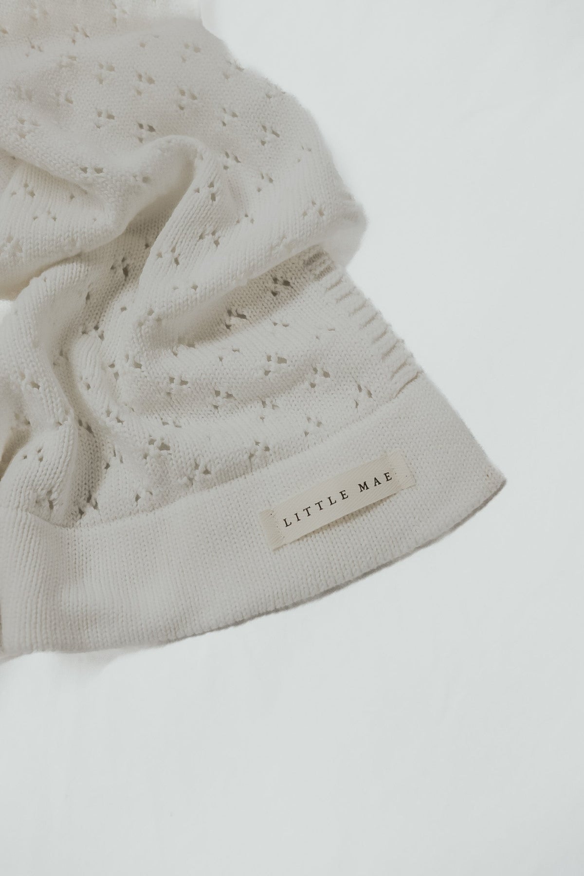 Vanilla White Pointelle Knit Blanket — Little Mae & Co