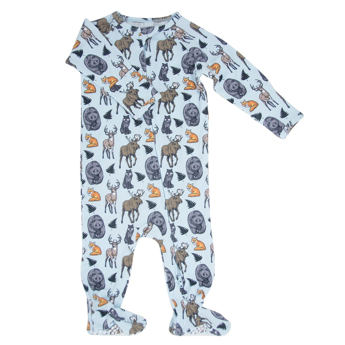 Into the Wild Zipper Footie — Sweet Bamboo