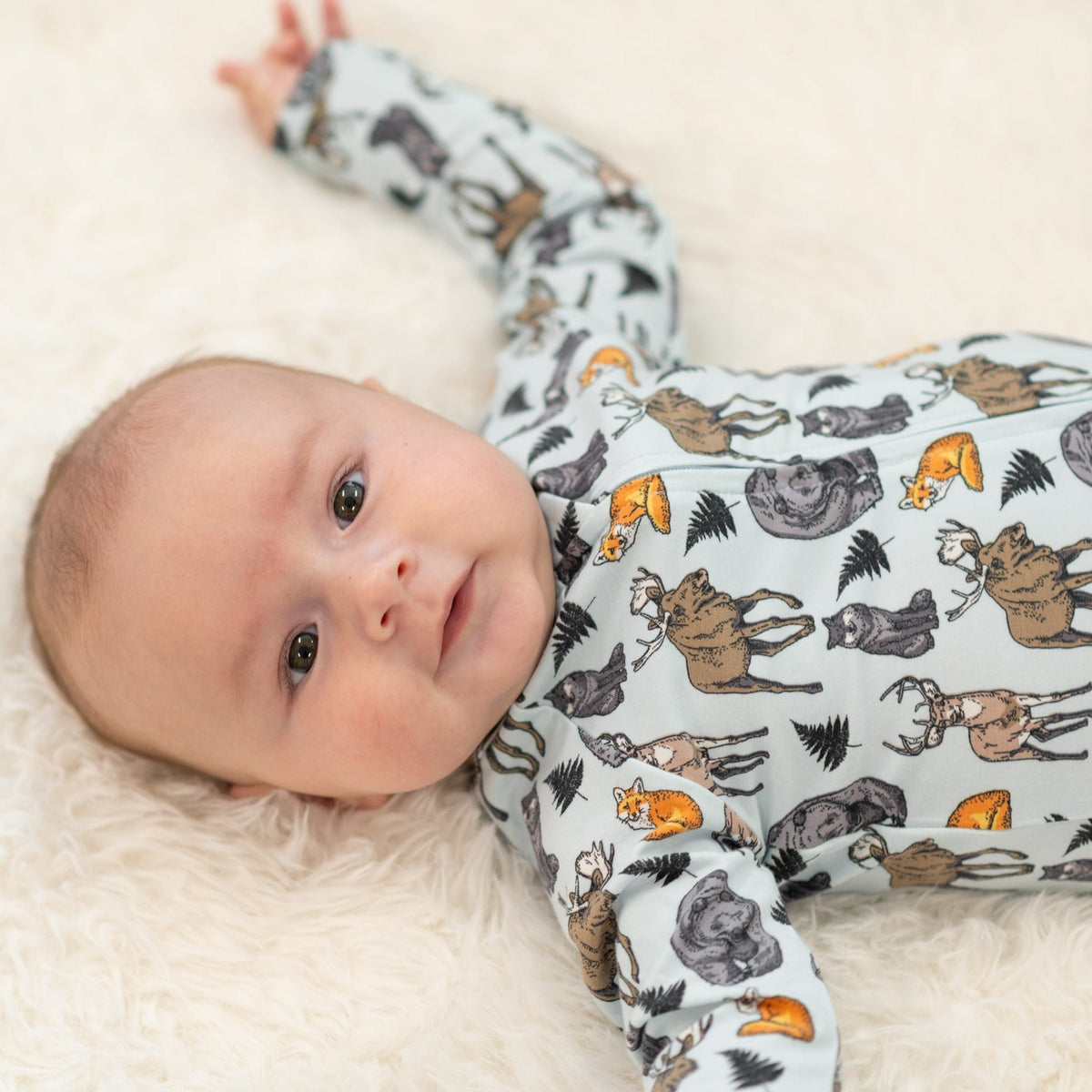 Into the Wild Zipper Footie — Sweet Bamboo