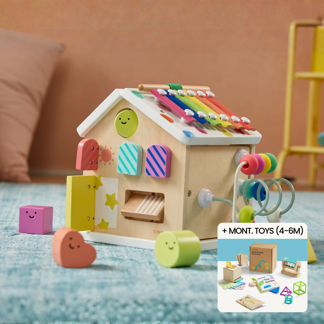 Brain & Hands Playset — Montessori Box (4–6 Months) + Activity Cube — Tiny Land