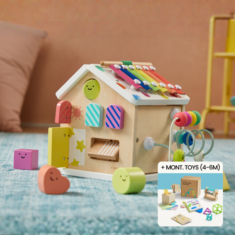 Brain & Hands Playset — Montessori Box (4–6 Months) + Activity Cube — Tiny Land