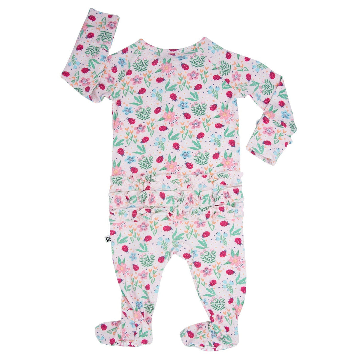 Ladybug Flower Garden Ruffle Baby Footie — Sweet Bamboo