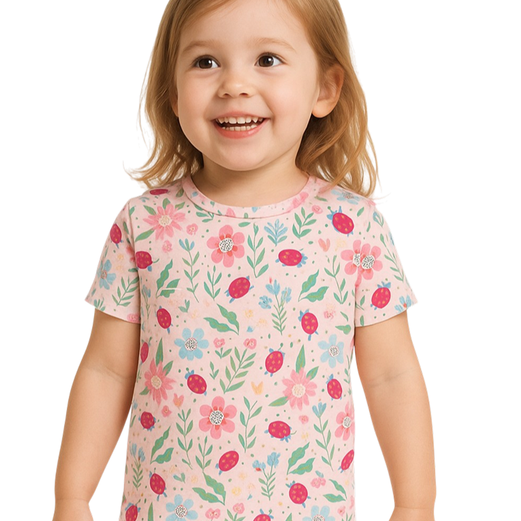 Ladybug Flower Garden Summer Pajama Set — Sweet Bamboo
