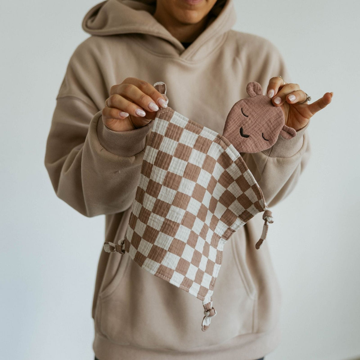 100% Muslin Lovey - Rosewood Checker — Parker Baby Co.