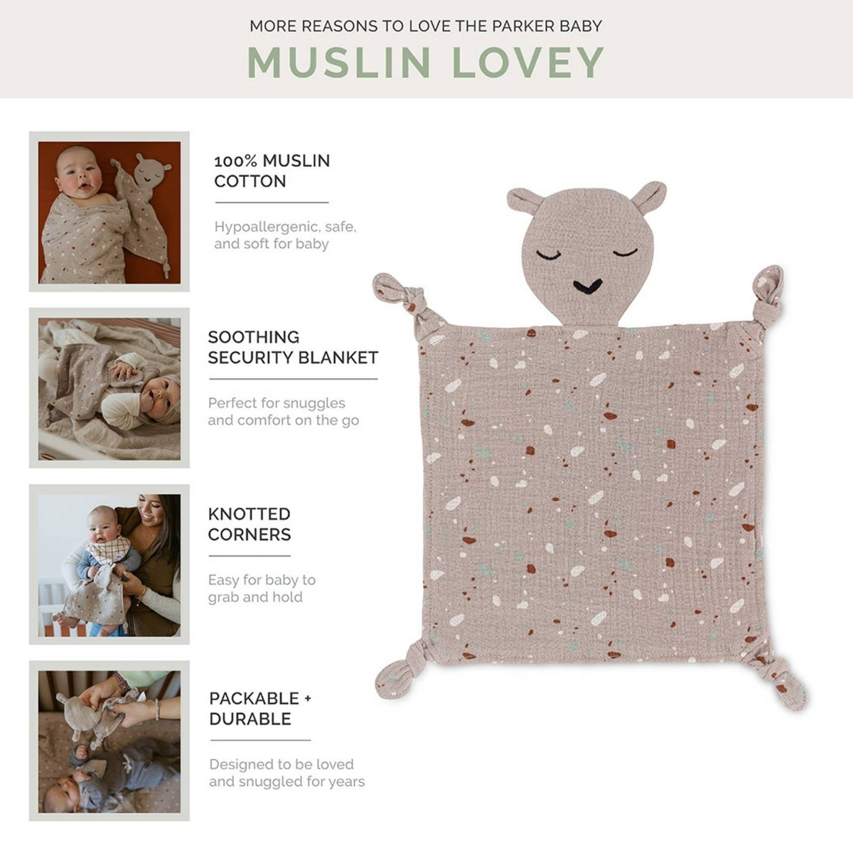 100% Muslin Lovey - Alpaca — Parker Baby Co.