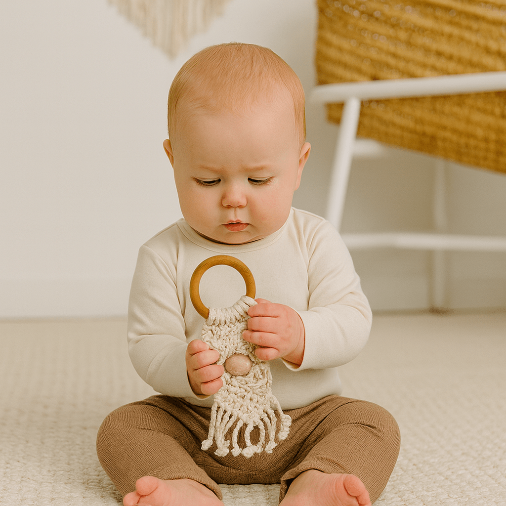 all-in-one toy | macrame mesh & bead — Finn + Emma