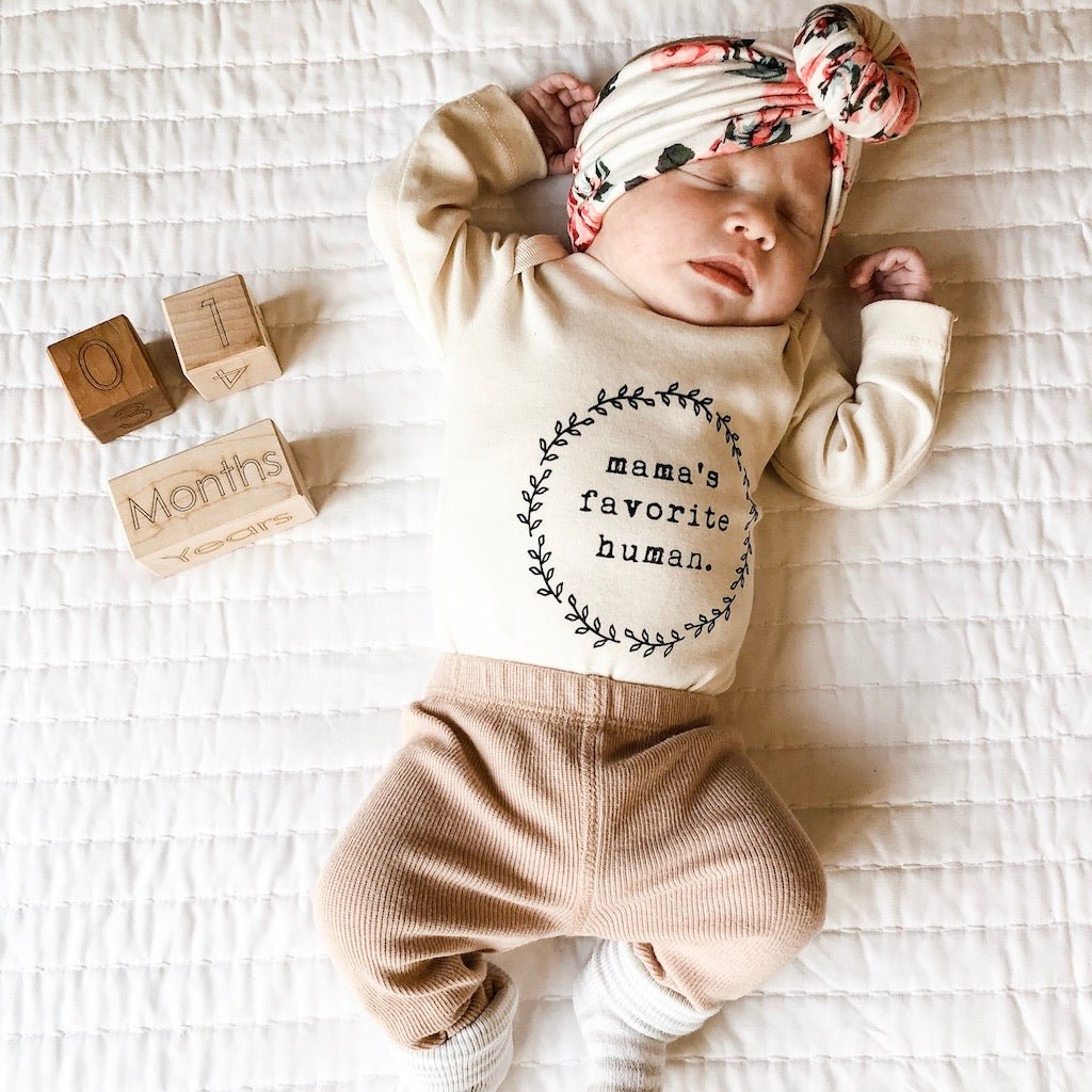 Mama's Favorite Human Organic Bodysuit Long Sleeve — Tenth & Pine
