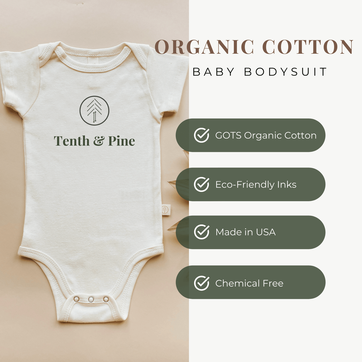 Half Birthday Clay Organic Cotton Baby Bodysuit Short Sleeve — Tenth & Pine