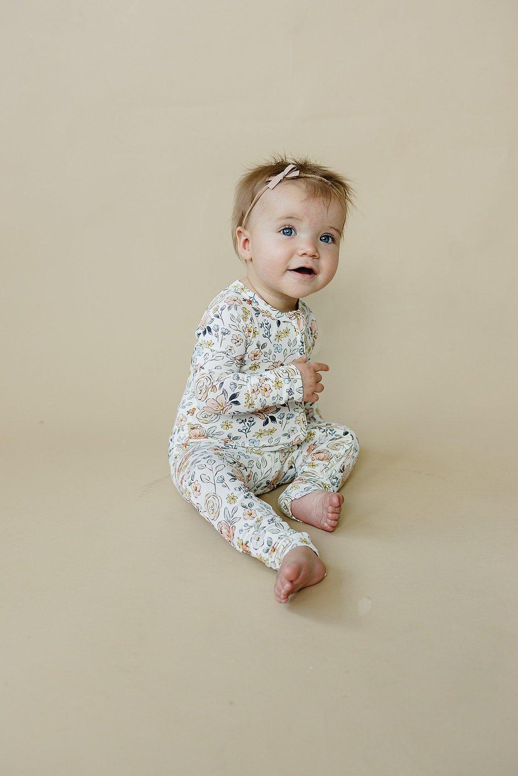 Pastel Petals Modal Zippy Romper — Little Joy Co.