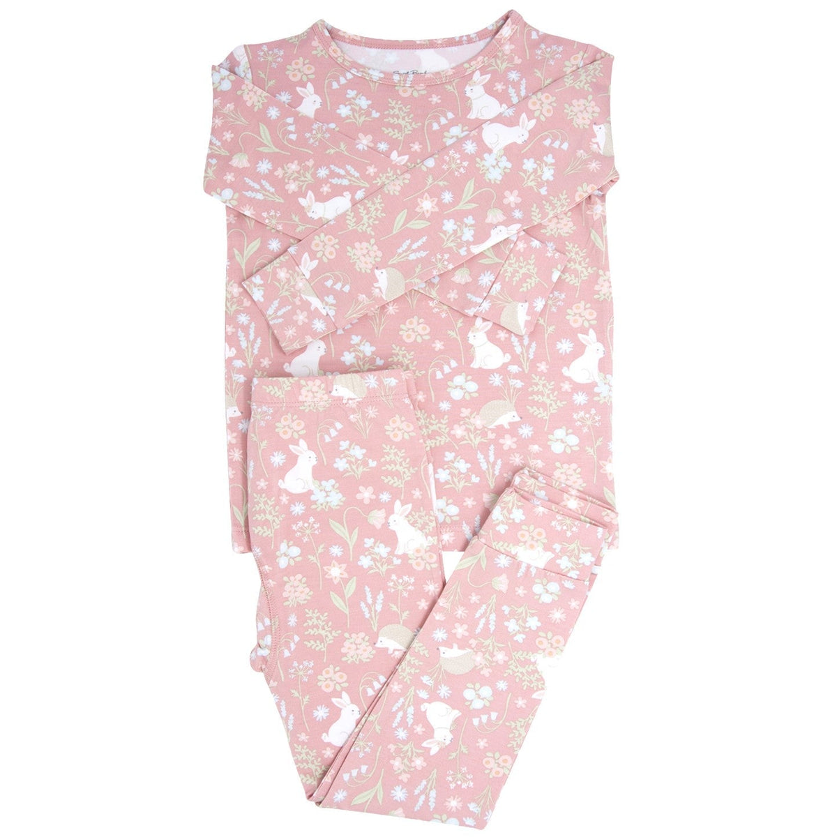 Pink Bunny Floral Big Kid Pajama Set — Sweet Bamboo