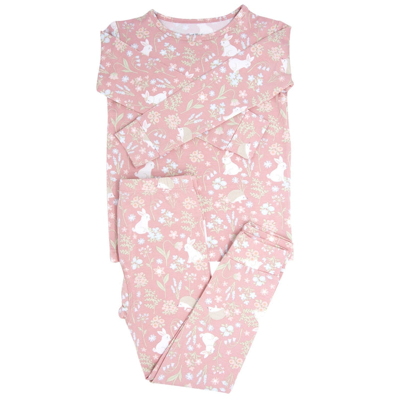 Pink Bunny Floral Big Kid Pajama Set — Sweet Bamboo
