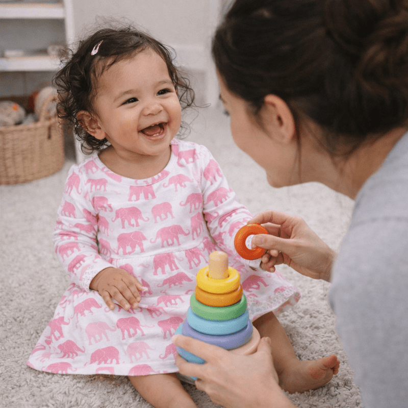 Pink Elephant Swirly Girl Dress — Sweet Bamboo