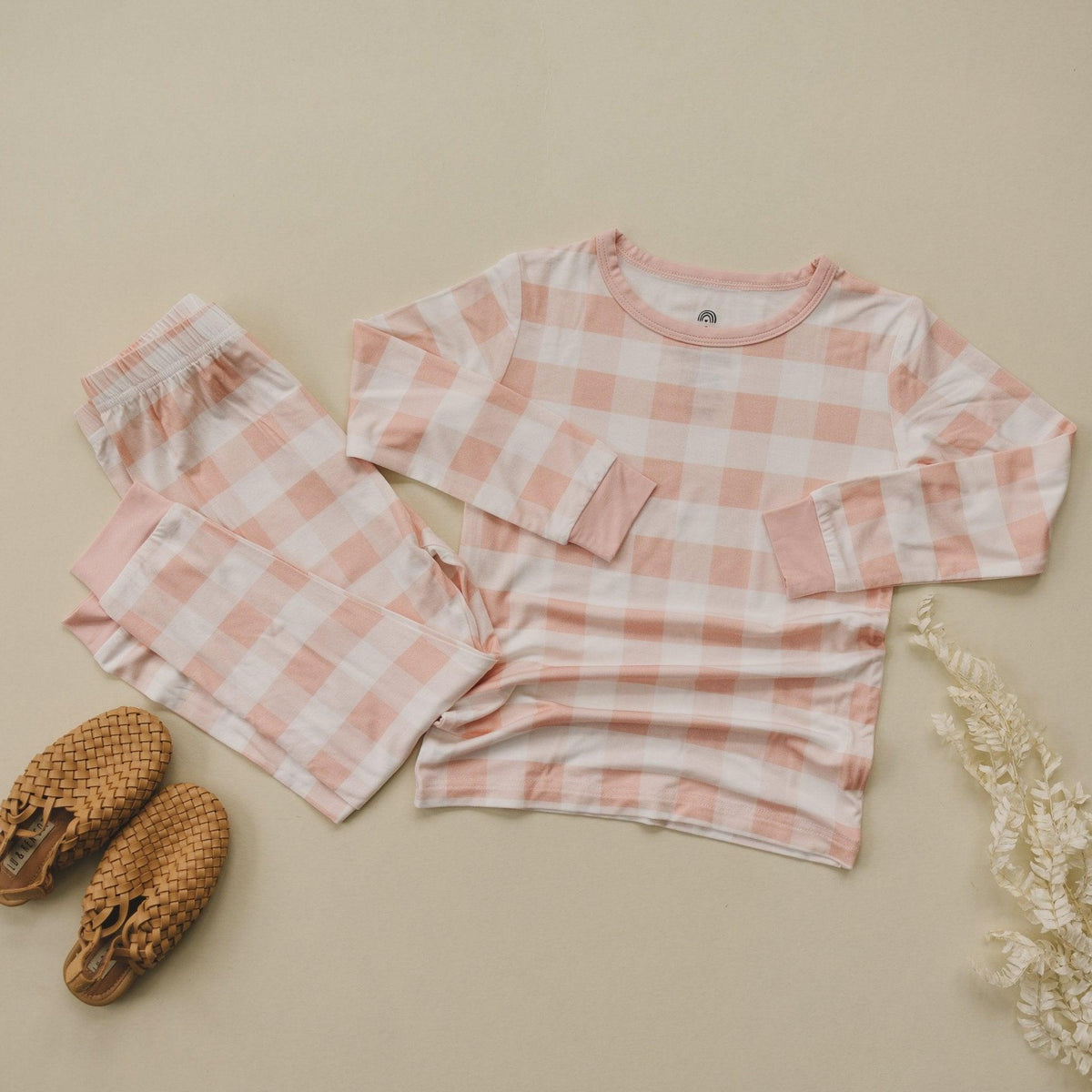 Pink Gingham 2pc Bamboo Pajamas — Little Joy Co.
