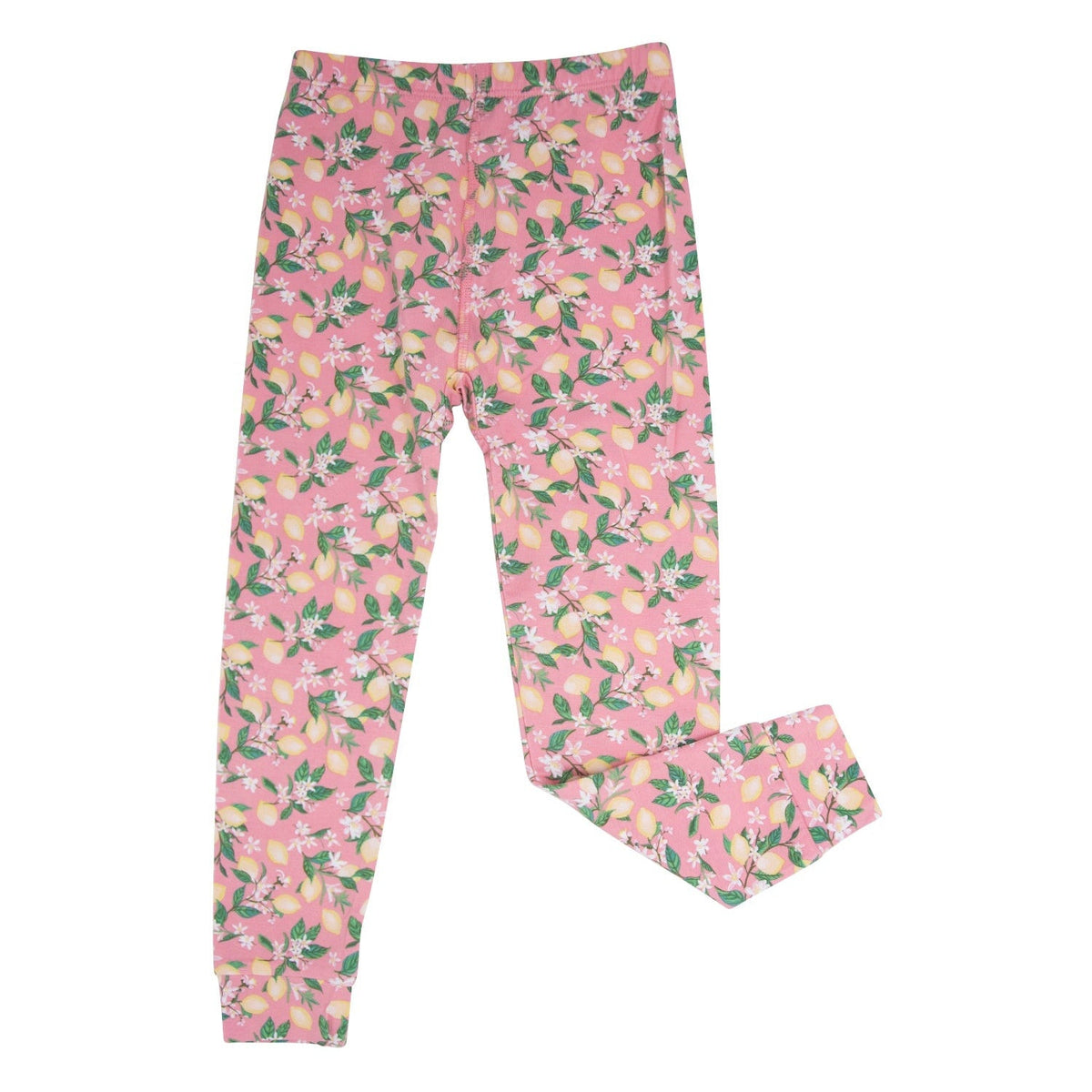 Pink Lemon Floral Print Big Kid Pajama Set — Sweet Bamboo