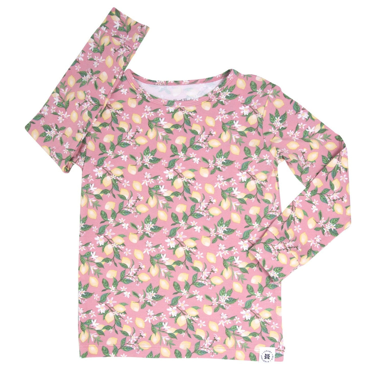 Pink Lemon Floral Print Big Kid Pajama Set — Sweet Bamboo
