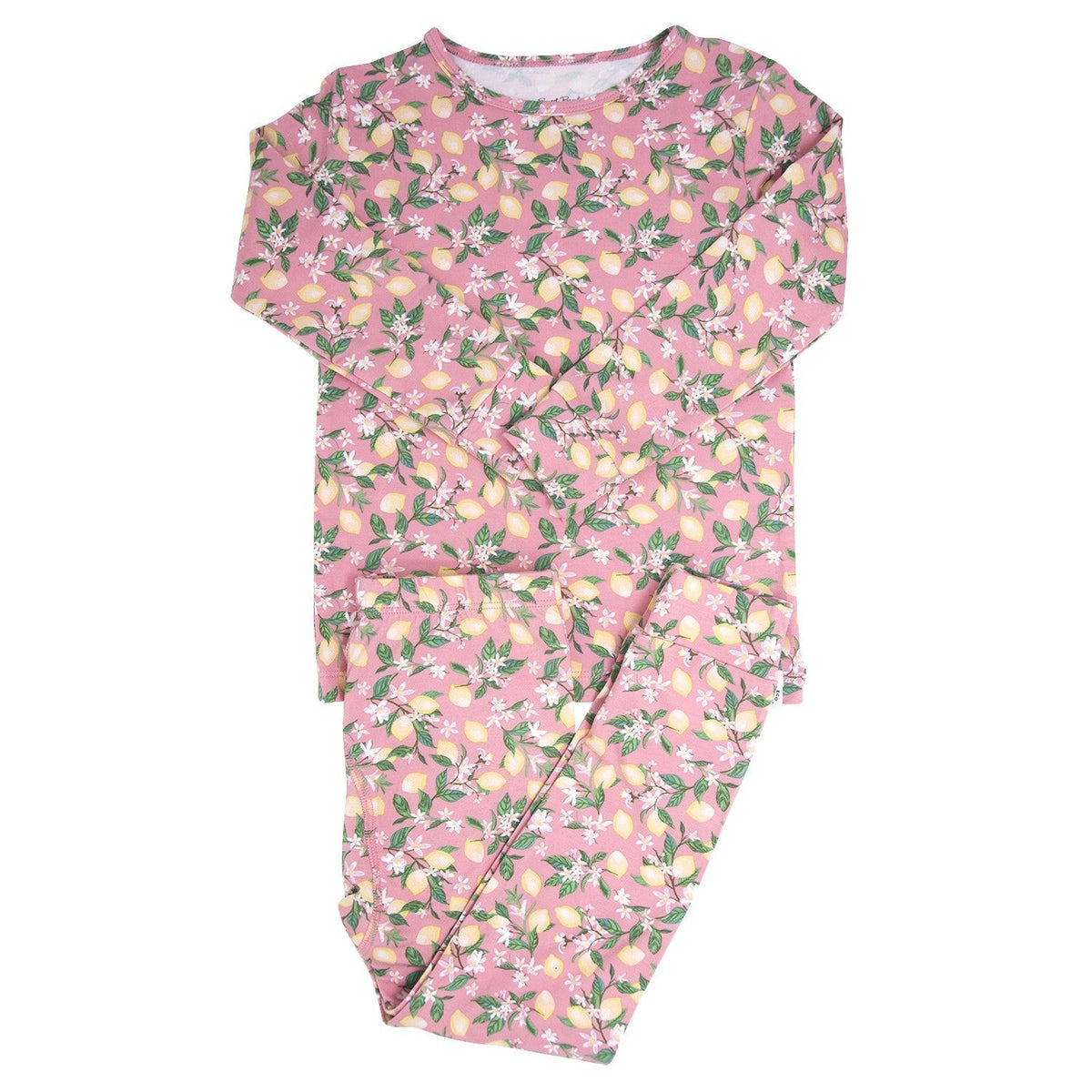 Pink Lemon Floral Print Big Kid Pajama Set — Sweet Bamboo