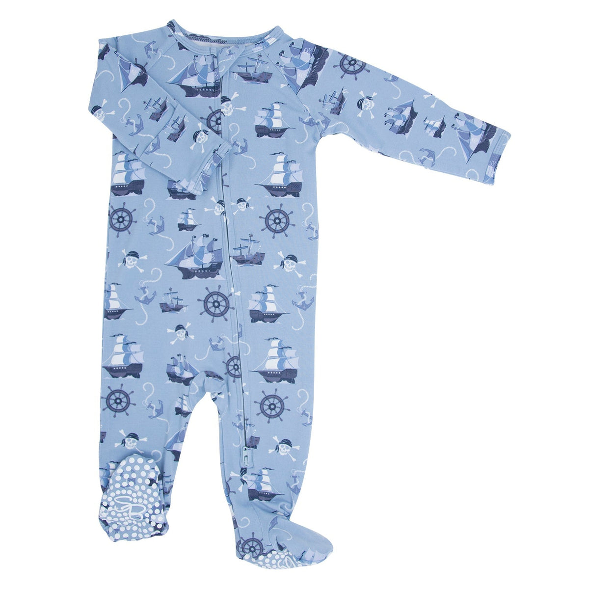 Pirate Ships Zipper Footie — Sweet Bamboo