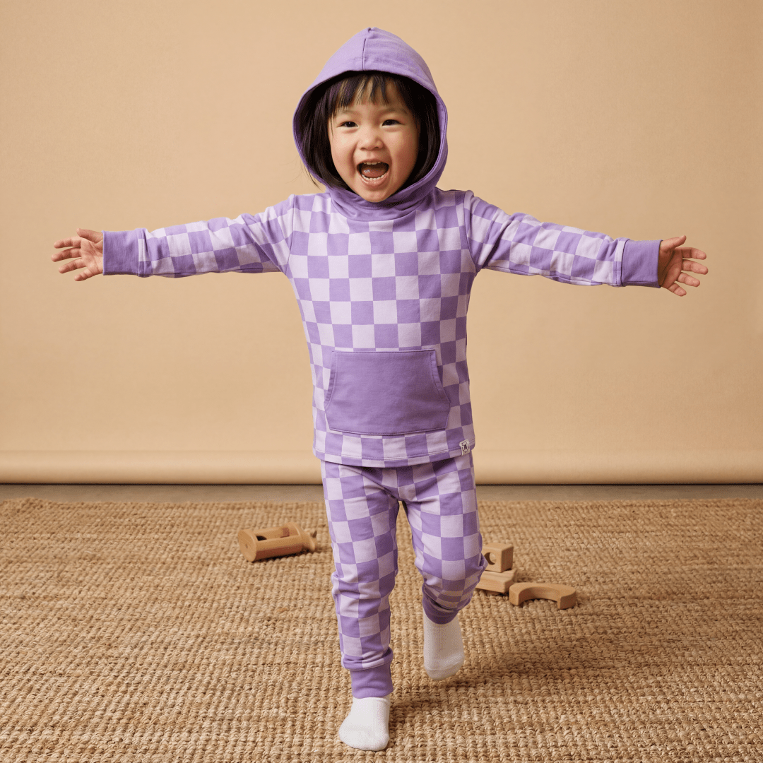 Purple Haze Checker Hooded Jogger Set — Sweet Bamboo