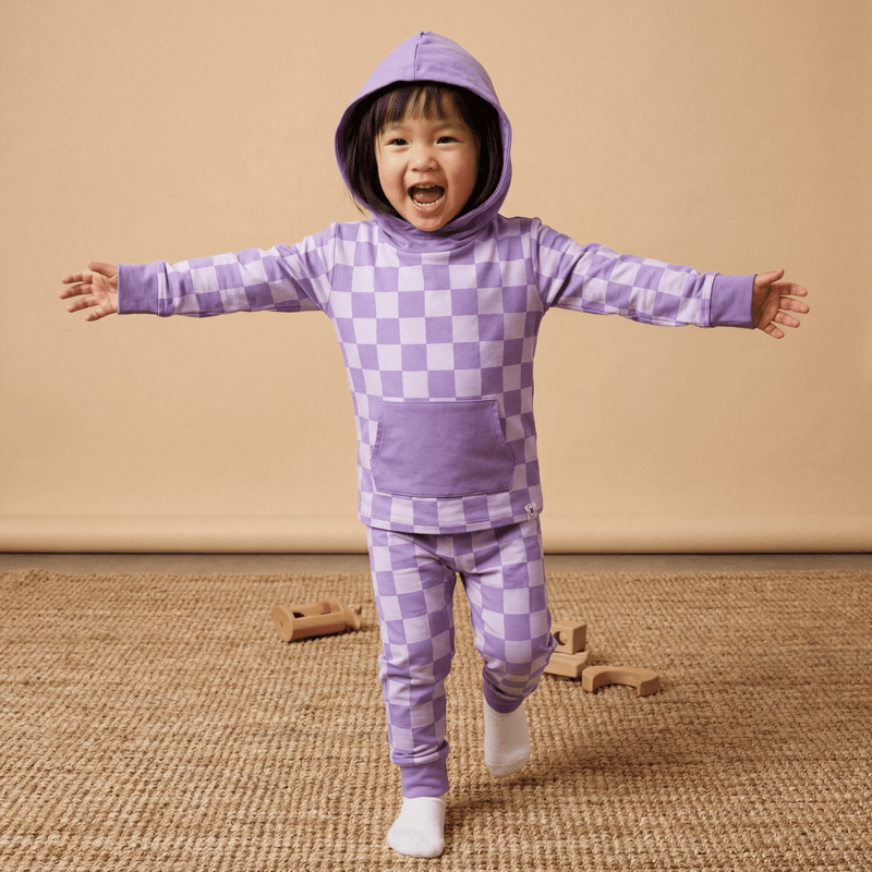Purple Haze Checker Hooded Jogger Set — Sweet Bamboo
