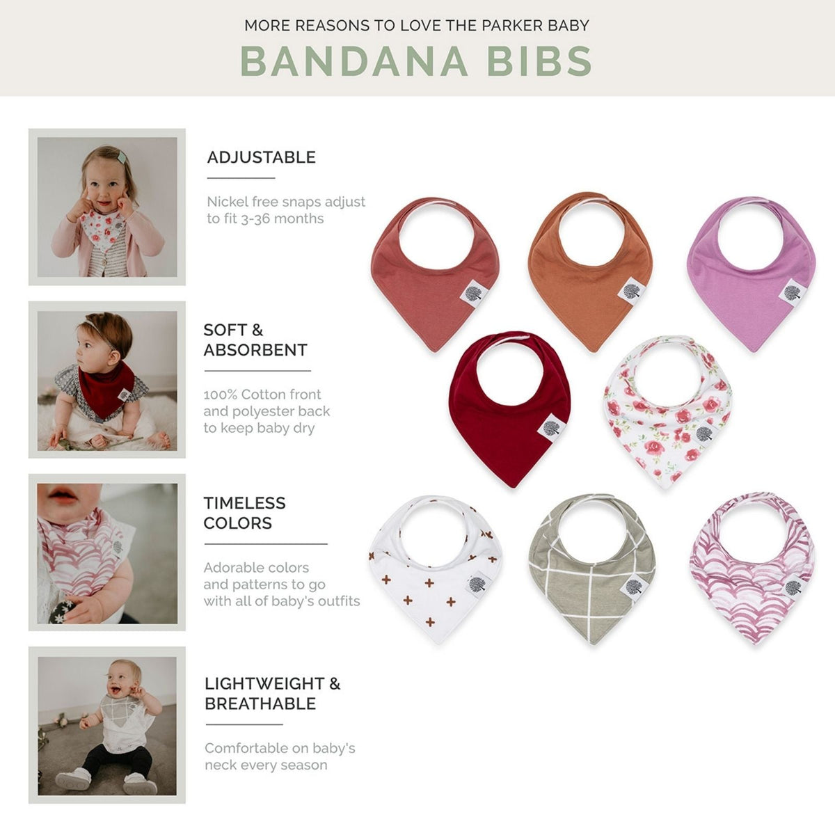 Rose Bandana Bib Set (8 pack) — Parker Baby Co.