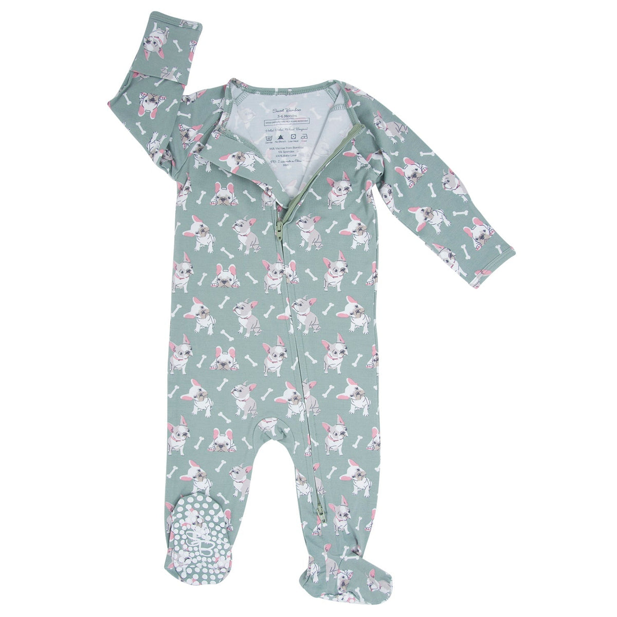 Ruff and Stuff Zipper Footie — Sweet Bamboo