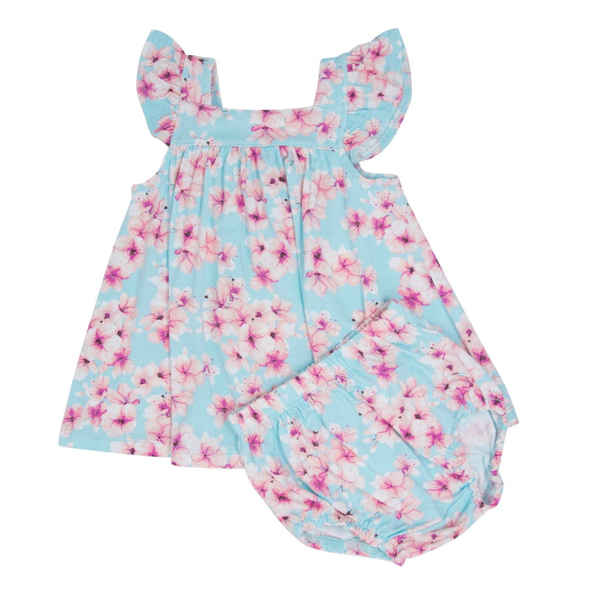 Pretty Pink Floral Ruffle Dress with Bloomer — Sweet Bamboo
