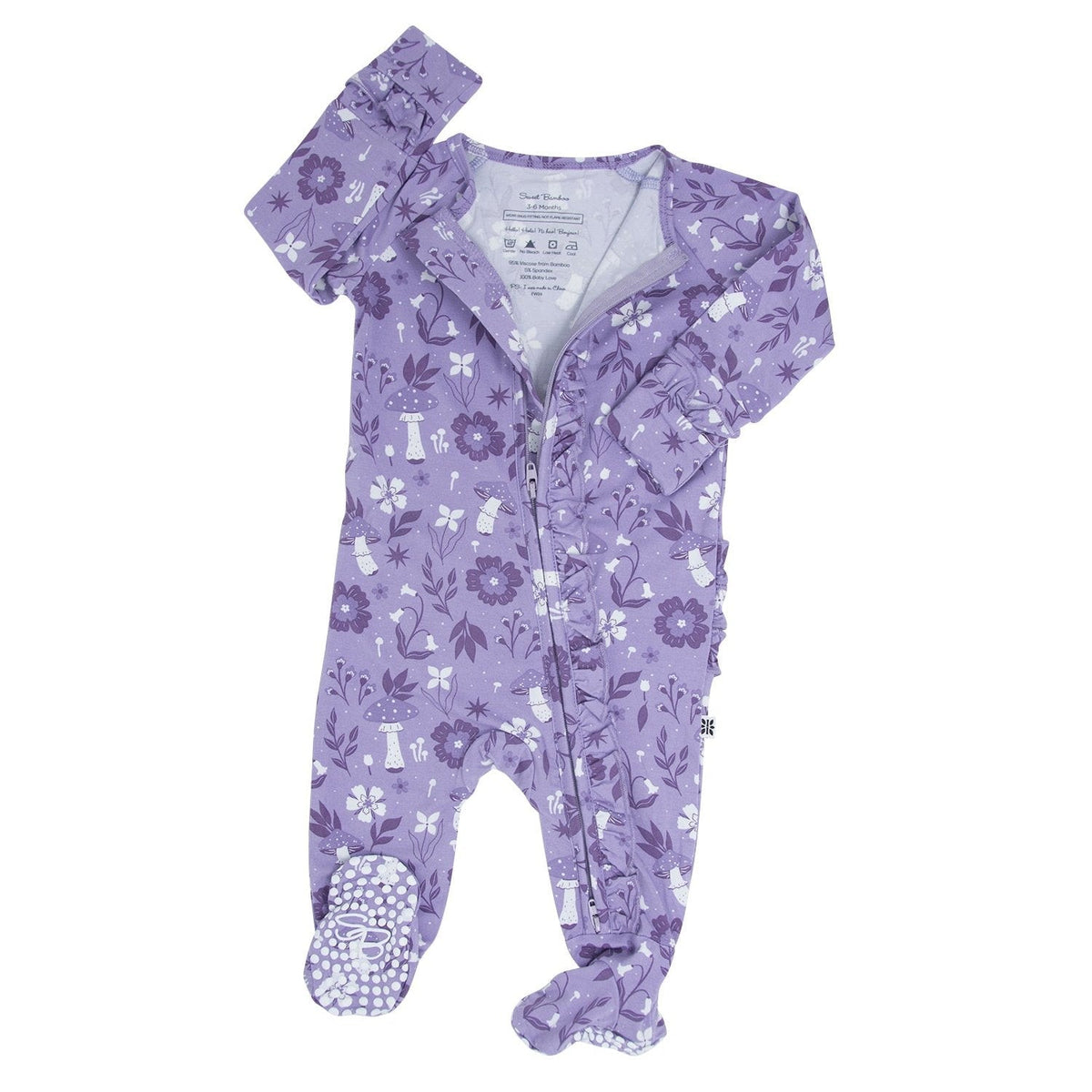 Mushroom Floral Ruffle Footie — Sweet Bamboo