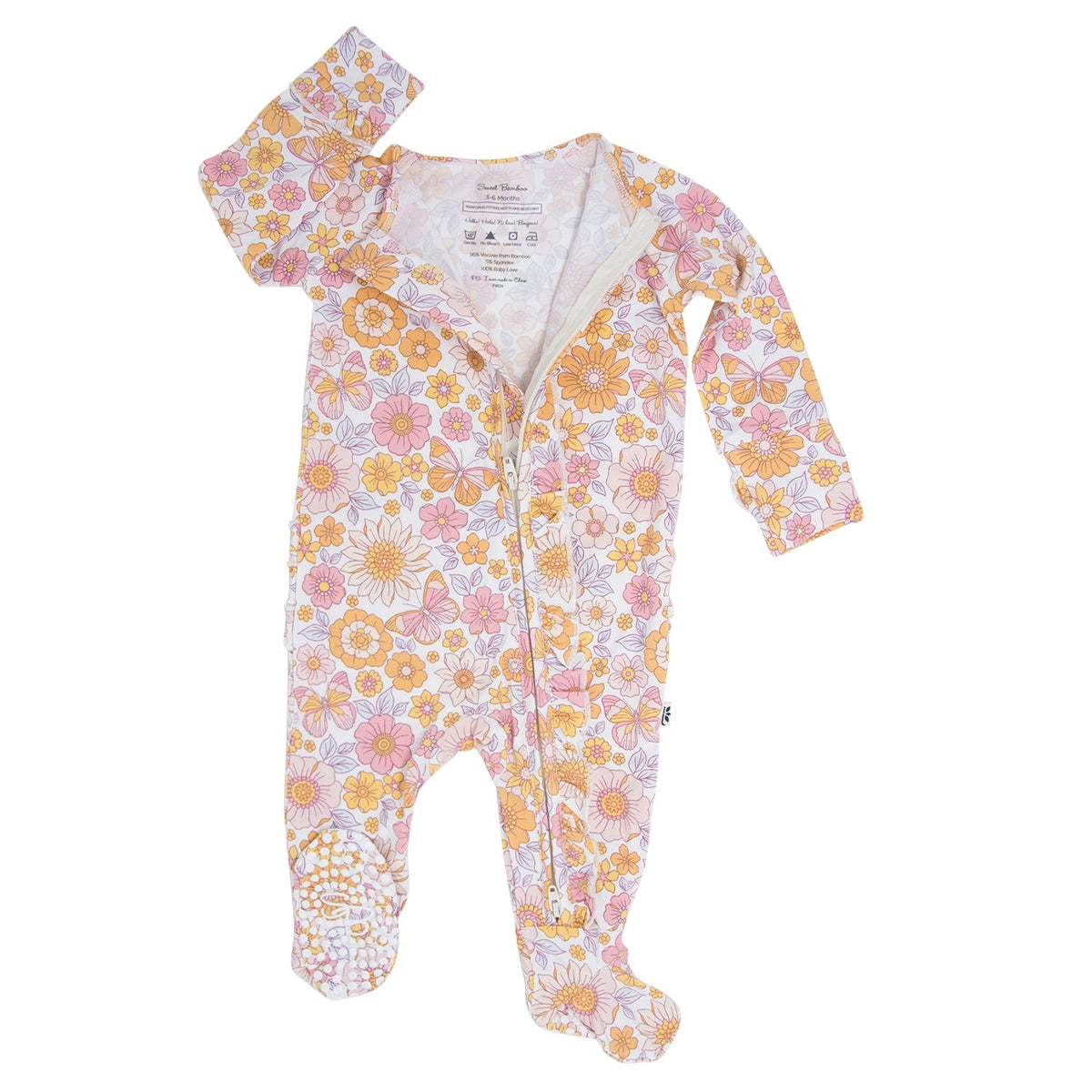 Retro Vintage Flowers Ruffle Footie — Sweet Bamboo